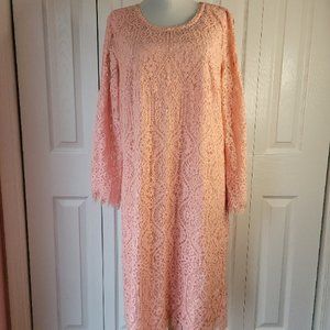 ISAAC MIZRAHI LIVE! Light Pink 3/4 Pearl Sleeve Embroidered Lave Lined sz L NWOT